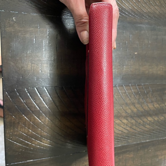 Coach Accordion Red Leather Wallet with Gold Metal - Picture 2 of 14